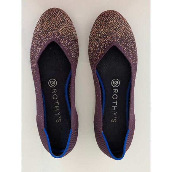 Rothy’s The Flat Eggplant Metallic Limited Edition Womens Size 7.5 Flats Retired - Picture 6 of 12
